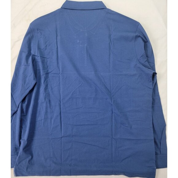 Veboon Men's Long Sleeve Blue Shirt New Size 2XL XXL Cotton Flex Polo - Picture 4 of 7